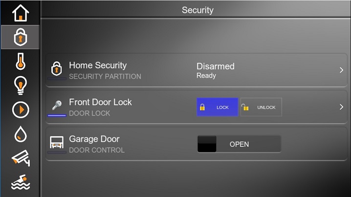 alarm system touch screen